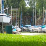 Sailboats in drydock